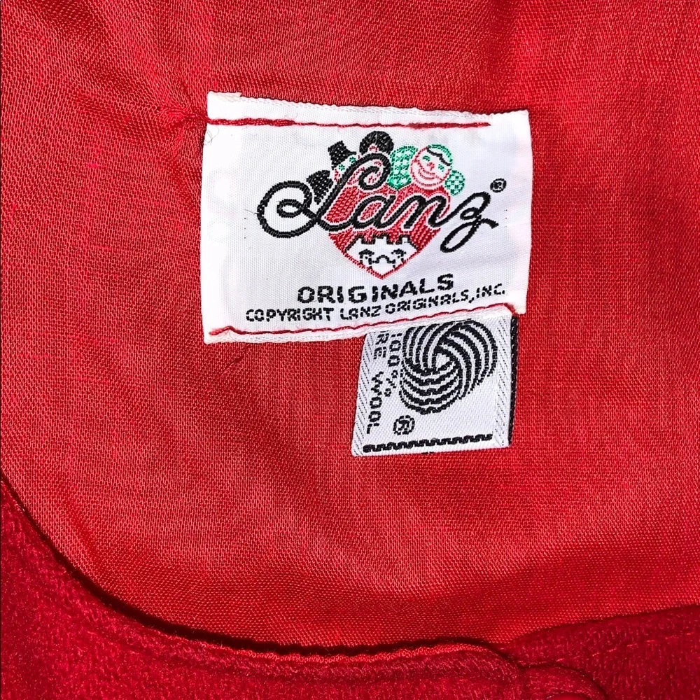 Lanz wool Red Sleeveless jumper Dress with pockets belt made in USA. Size small - Picture 2 of 10